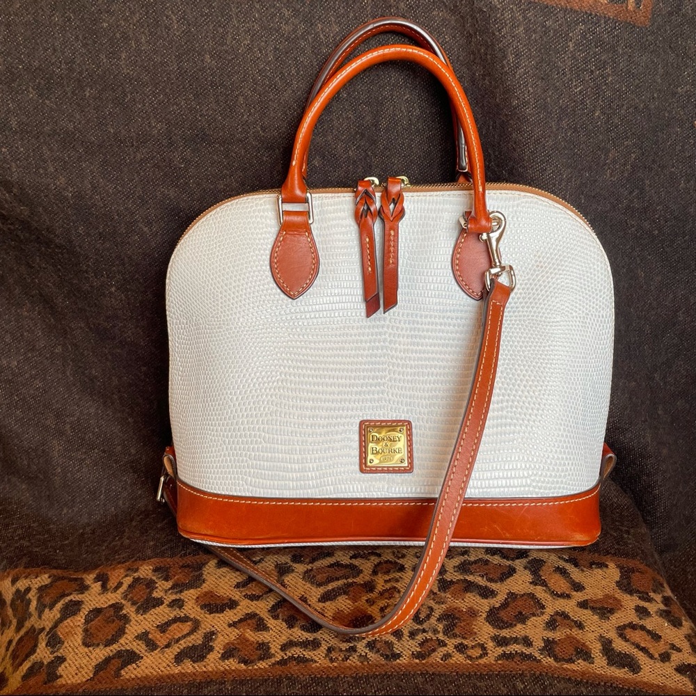 Dooney & Bourke pebble grain zip-zip satchel with removable crossbody strap